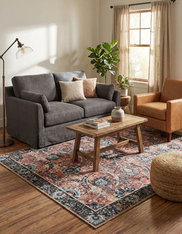 Vintage Rust Red Washable Timeless Rug