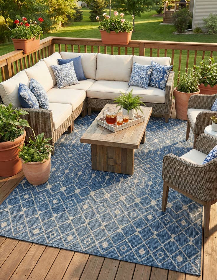 Detail image of  5' 3 x 7'  Washable Lattice Indoor / Outdoor Rug