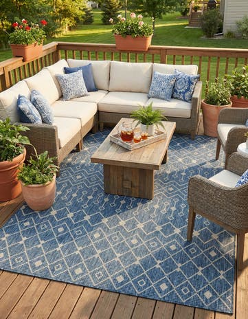 5' 3 x 7' Easy-Clean Lattice Indoor / Outdoor Rug
