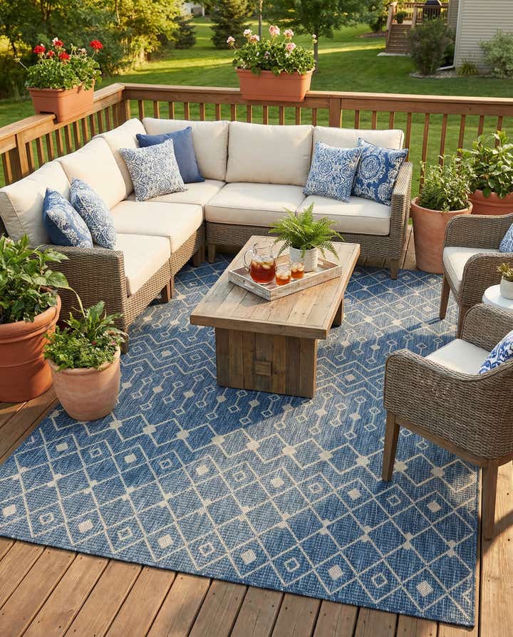 5' 3 x 7' Easy-Clean Trellis Indoor / Outdoor Rug