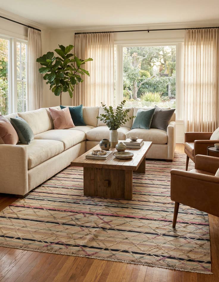 Detail image of  6' 3 x 10' 3  Hand Knotted Darya Wool Rug