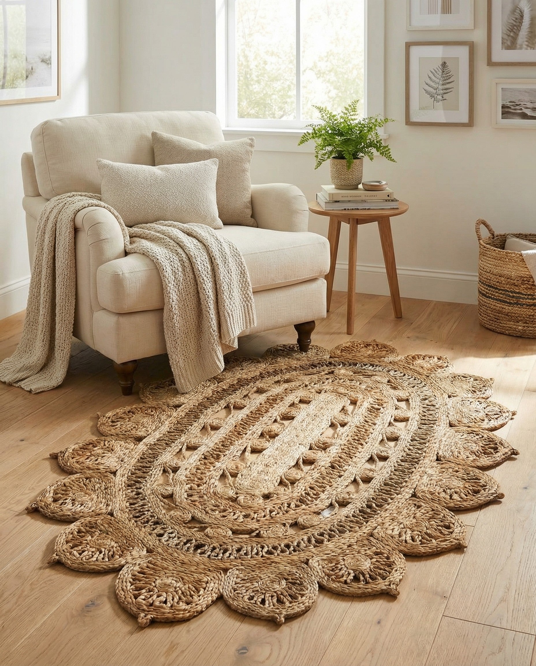  3' 1 x 5' 1  Hand Braided Jute Oval Rug
