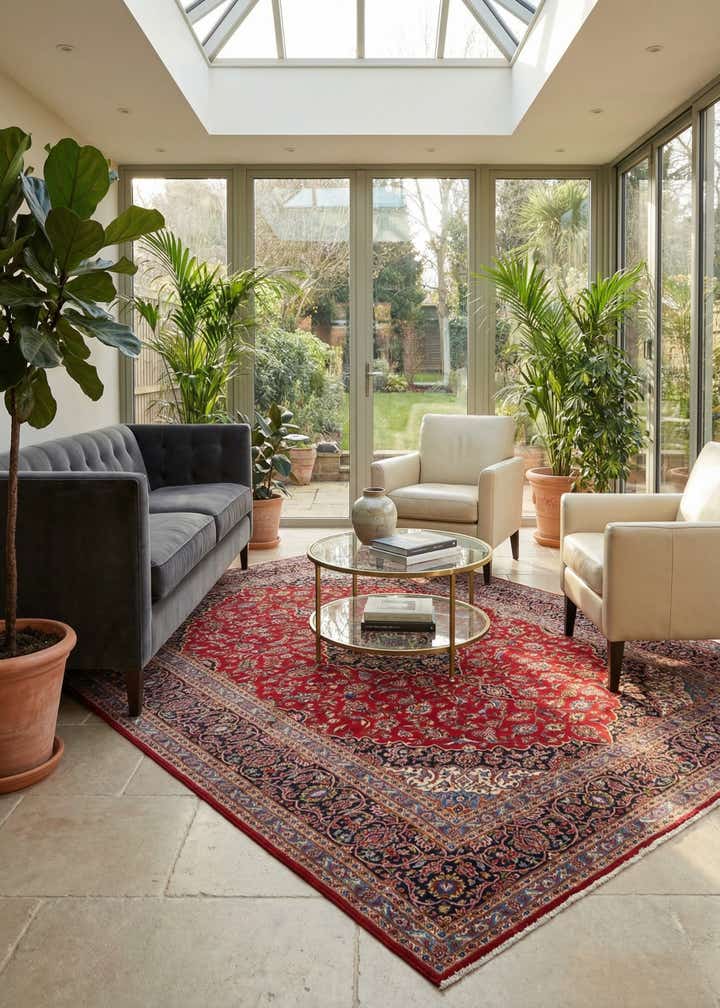 9' 7 x 13' 6 Hand Knotted Kashan Persian Wool Rug