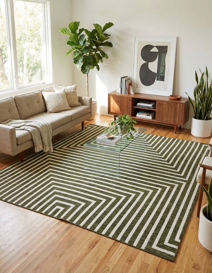 Detail image of  10' x 10'  Washable Modern Indoor / Outdoor Square Rug