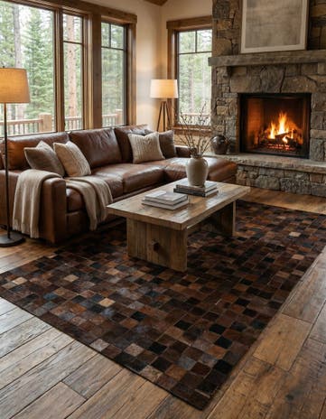 5' 2 x 8' 1 Cowhide - Patchwork Rug