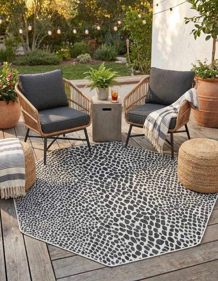 Detail image of 7' 10 x 7' 10  Washable Jill Zarin Cape Town Indoor / Outdoor Octagon Rug