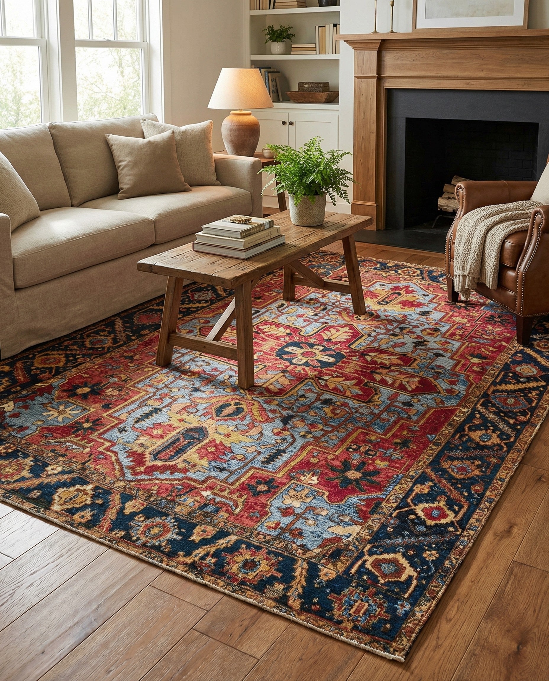 6' x 9' Easy-Clean Traditional Indoor / Outdoor Rug