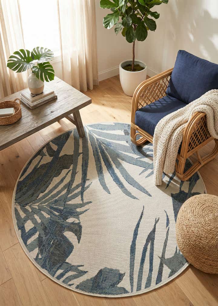 7' 10 x 7' 10 Easy-Clean Baja Indoor / Outdoor Round Rug
