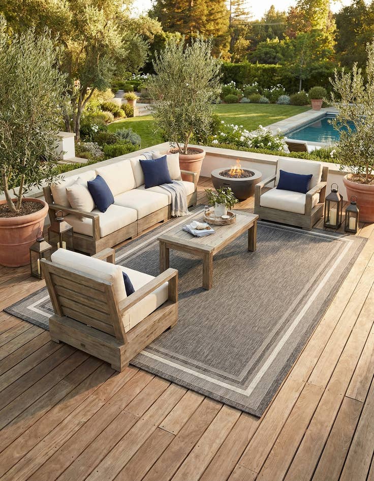 Detail image of 10' x 14' Easy-Clean Border Indoor / Outdoor Rug