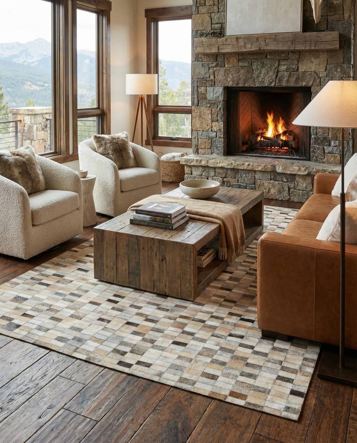 Detail image of 5' 1 x 8' Cowhide - Patchwork Rug