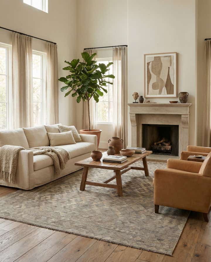 6' 9 x 10' Hand Woven Kilim Maymana Wool Rug