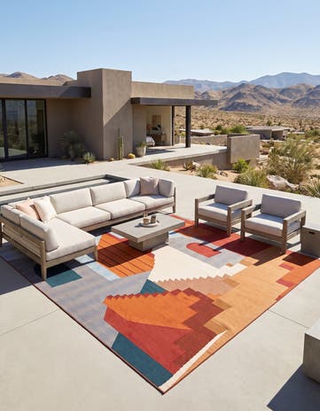 Easy-Clean Modern Indoor / Outdoor Square Rug
