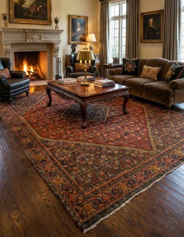 7' 3 x 9' 11 Hand Knotted Bidjar Persian Wool Rug