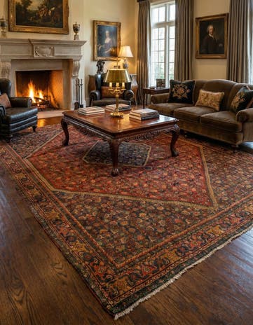 7' 3 x 9' 11 Hand Knotted Bidjar Persian Wool Rug