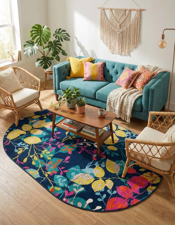 Detail image of 5' 3 x 8' Azalea Oval Rug