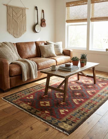 3' 5 x 6' 5 Hand Woven Kilim Maymana Wool Rug