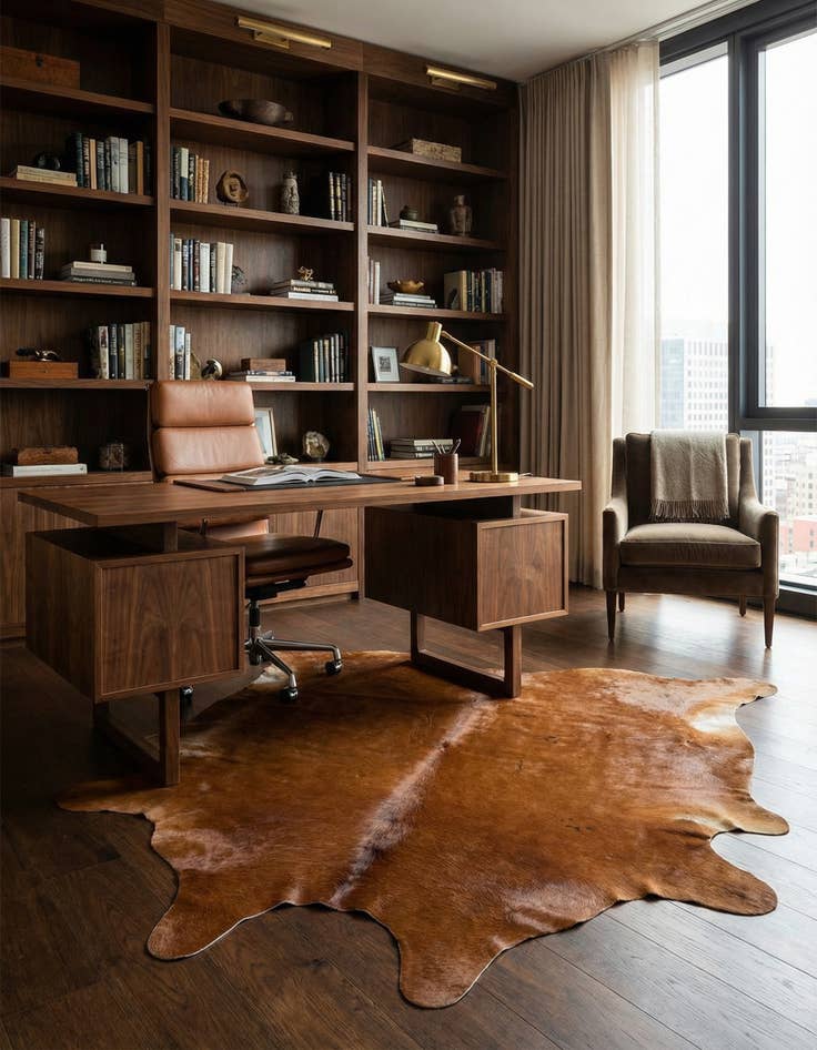 Detail image of 6' 7 x 7' 1 Cowhide Leather Square Rug