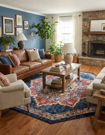 Dark Blue Arcadia Octagon Rug