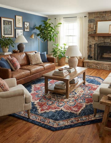 Dark Blue Arcadia Octagon Rug
