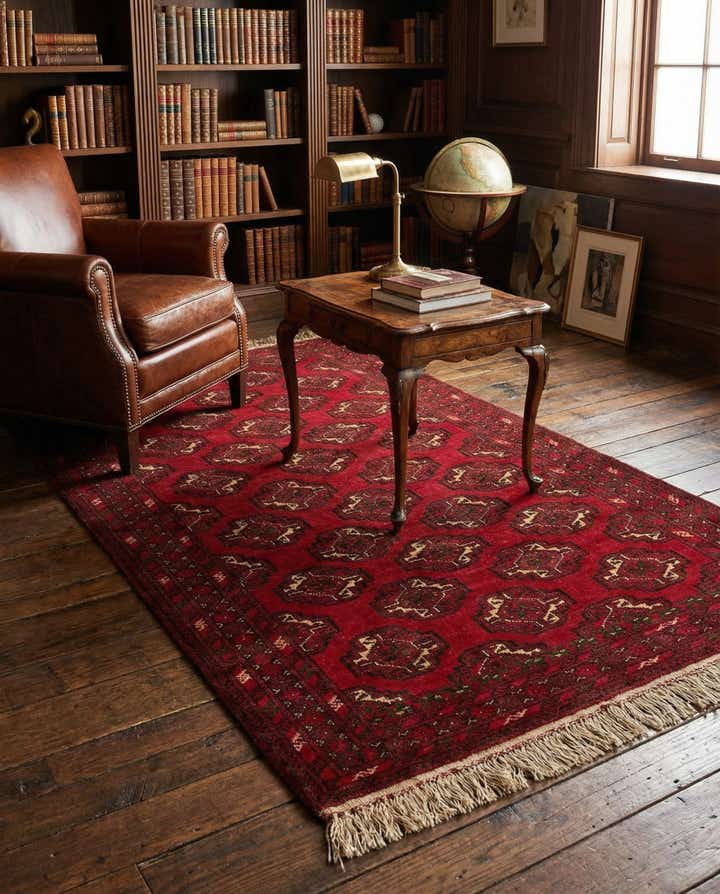 3' 5 x 6' 4 Hand Knotted Afghan Akhche Oriental Wool Rug