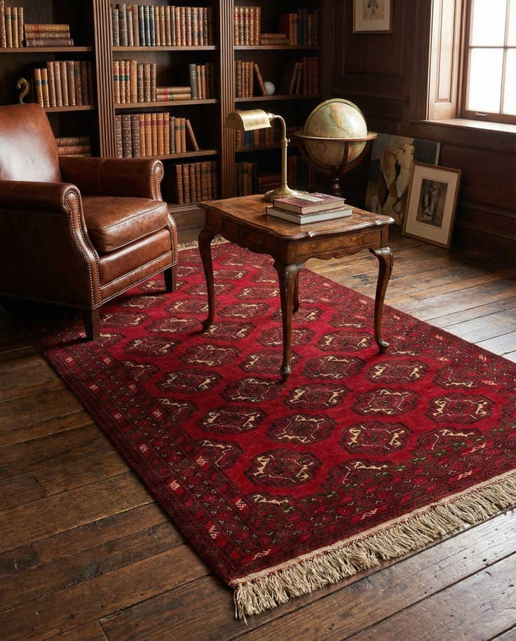 Detail image of 3' 5 x 6' 4 Hand Knotted Afghan Akhche Oriental Wool Rug