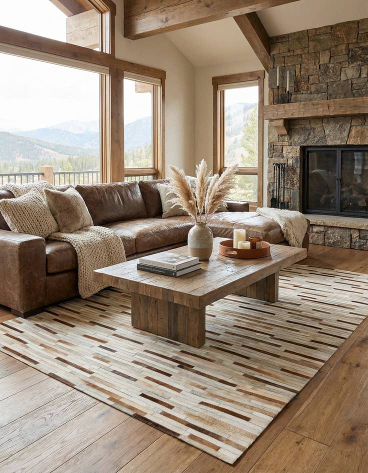 Detail image of  5' 1 x 7' 11 Cowhide - Patchwork Rug