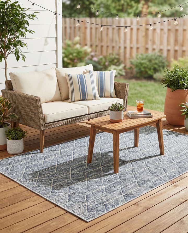 4' 1 x 6' 1 Easy-Clean Lattice Indoor / Outdoor Rug