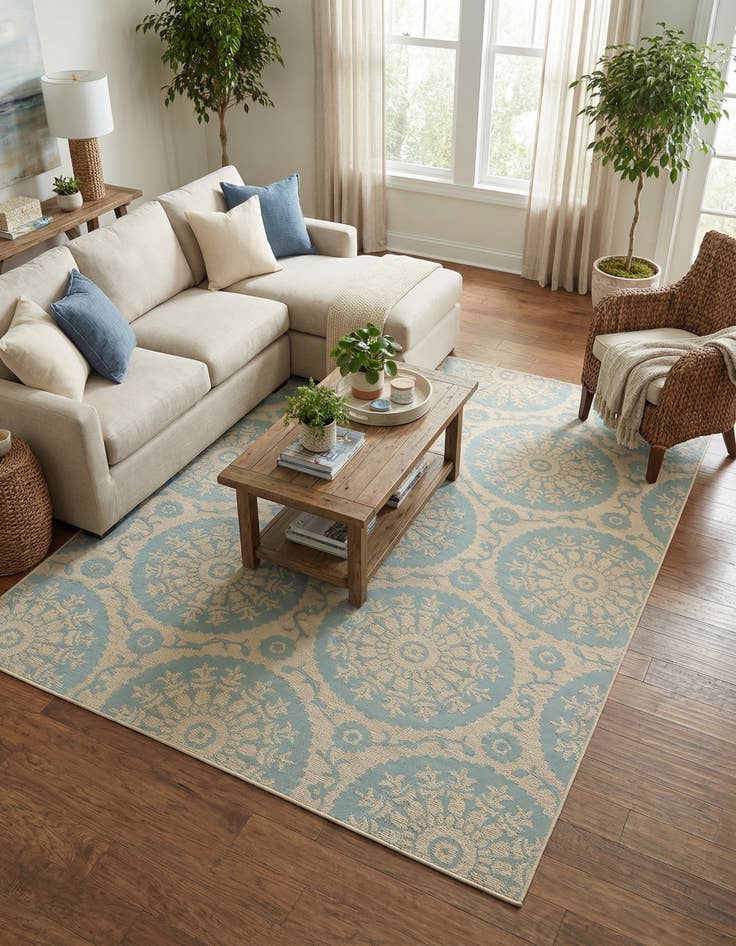 Detail image of 9' x 12' 2  Washable Botanical Indoor / Outdoor Rug