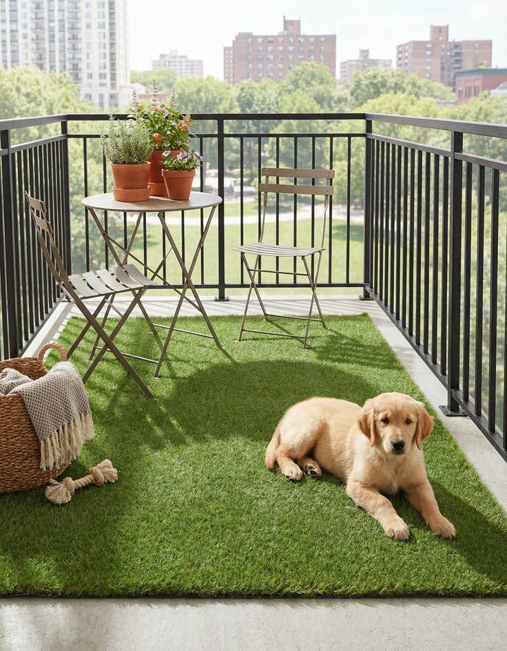 Detail image of 4' x 6'  Washable Grass Indoor / Outdoor Rug