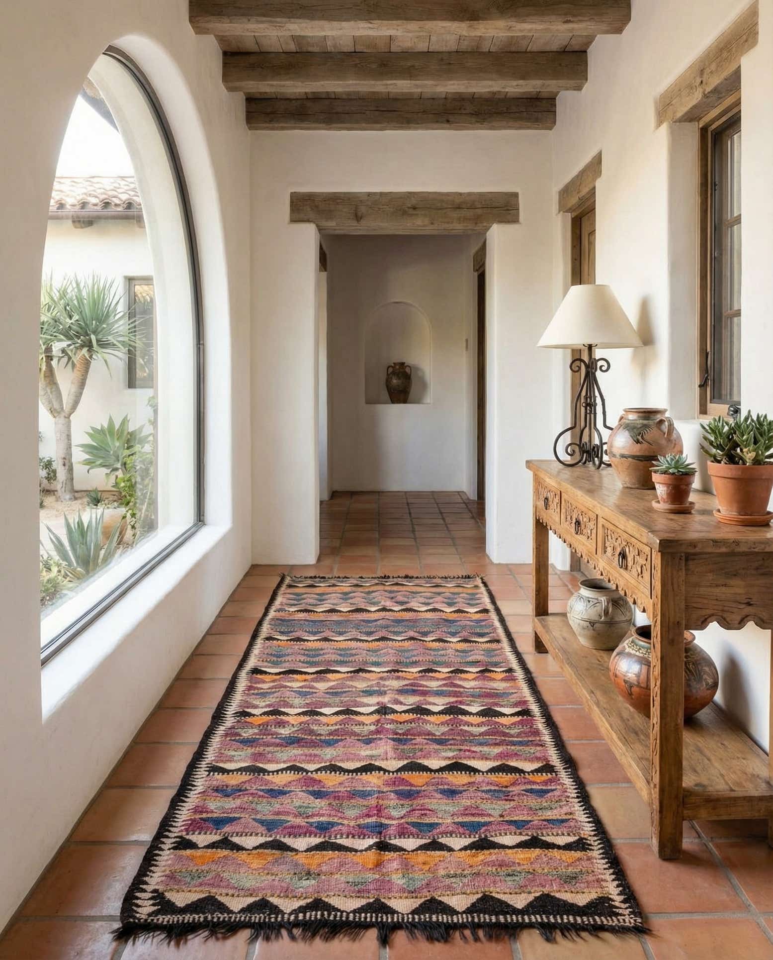 4' 8 x 9' Hand Woven Kilim Fars Wool Runner Rug