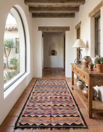 4' 8 x 9' Hand Woven Kilim Fars Wool Runner Rug