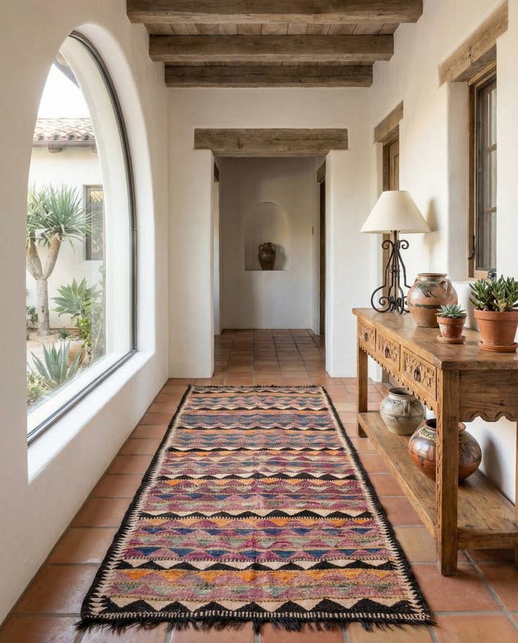 Detail image of 4' 8 x 9' Hand Woven Kilim Fars Wool Runner Rug