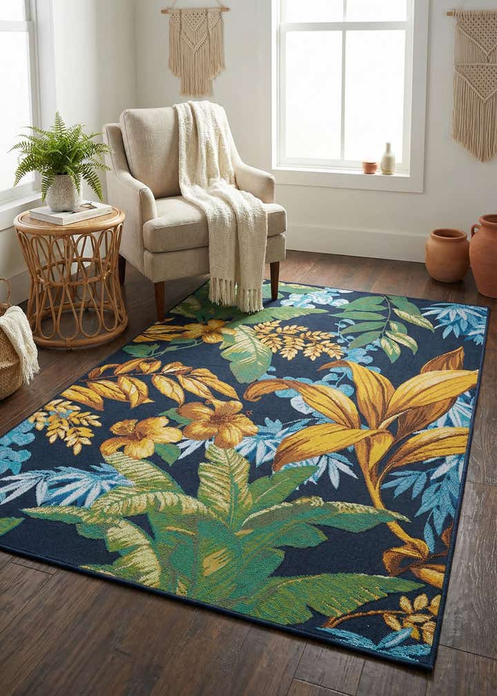 4' x 6' Easy-Clean Botanical Indoor / Outdoor Rug