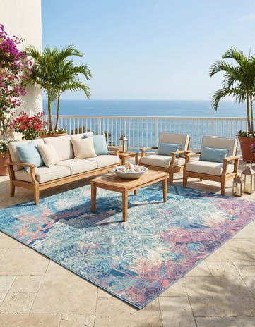 10' x 10' Easy-Clean Coastal Indoor / Outdoor Square Rug