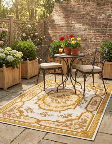 5' 2 x 7' 7 Easy-Clean Traditional Indoor / Outdoor Rug