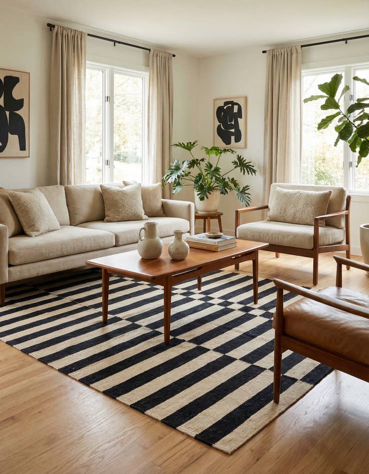 Detail image of 4' 2 x 5' 10  Hand Woven Kilim Modern Wool Rug