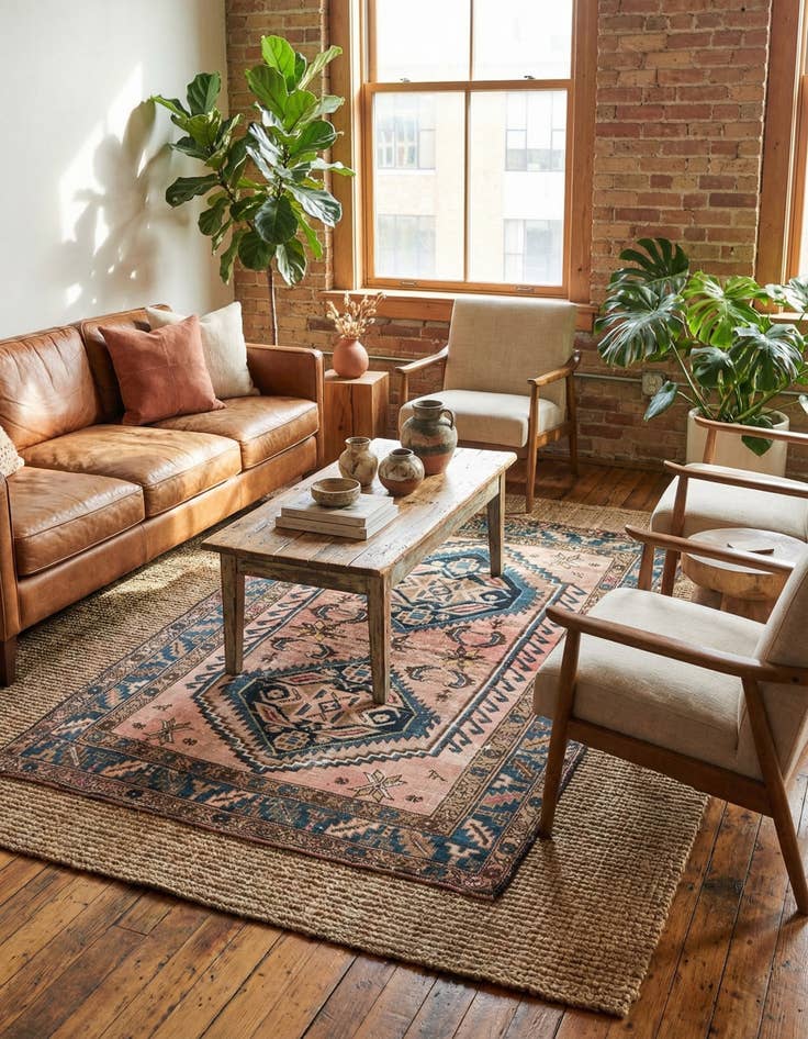 Detail image of  4' 2 x 6' 2  Hand Knotted Ultra Vintage Persian Wool Rug