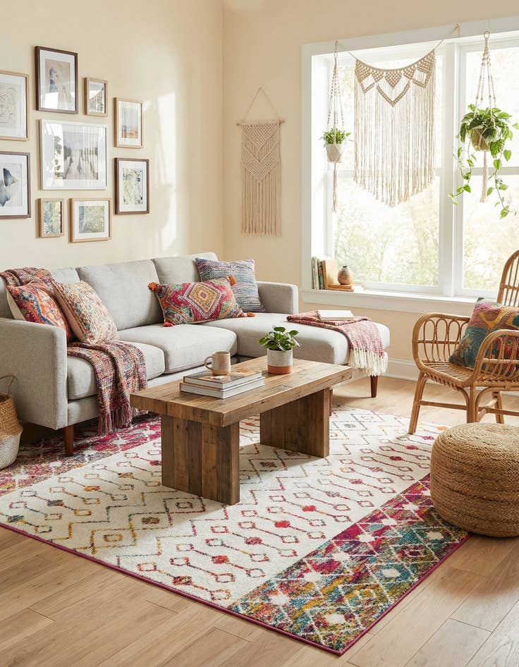 Detail image of  6' x 6' Moroccan Trellis Square Rug