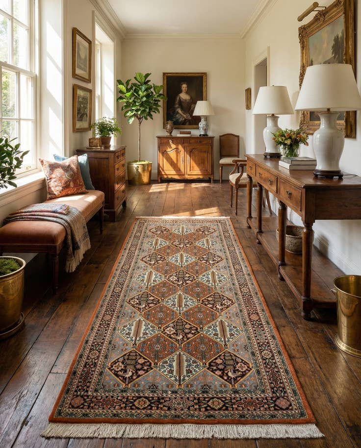 Detail image of 5' 4 x 11' Hand Knotted Bakhtiar Wool Runner Rug