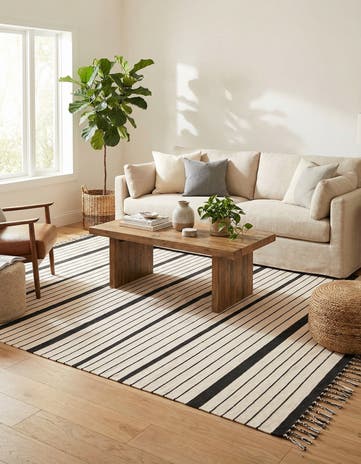 Black and White Hand Woven Chindi Cotton Rug
