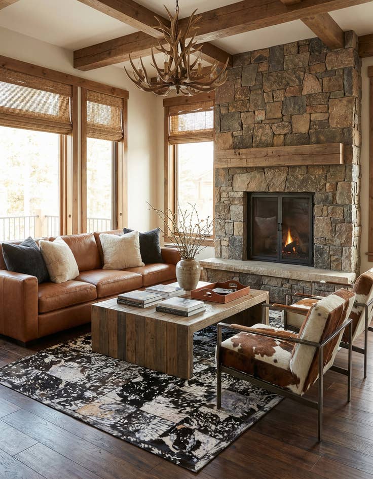 Detail image of 5' 2 x 8' Cowhide Stocks Rug