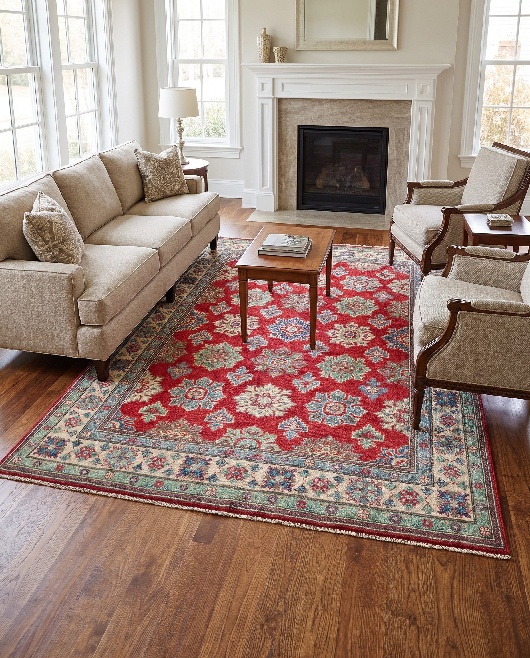 160cm x 210cm Hand Knotted Kazak Rug