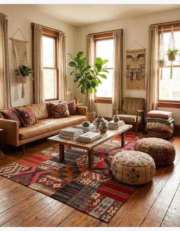 5' 10 x 8' 1 Hand Woven Kilim Patchwork Wool Rug