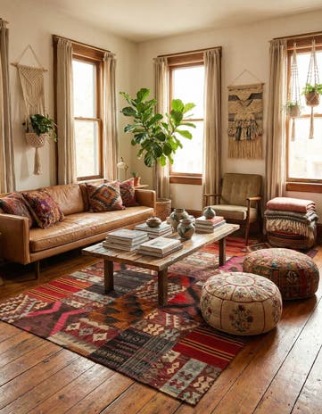 5' 10 x 8' 1 Hand Woven Kilim Patchwork Wool Rug