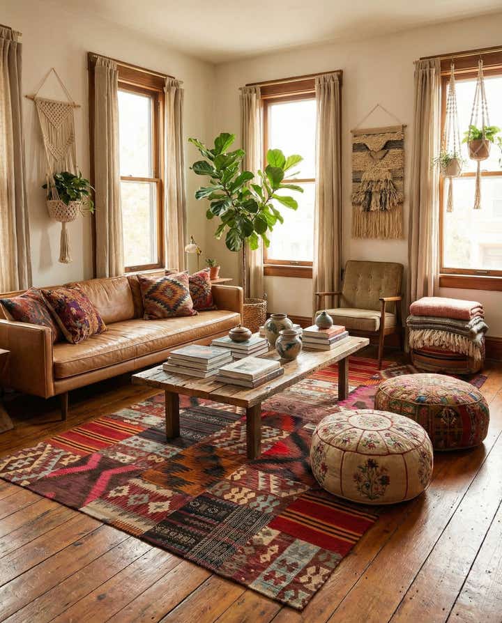 5' 10 x 8' 1 Hand Woven Kilim Patchwork Wool Rug