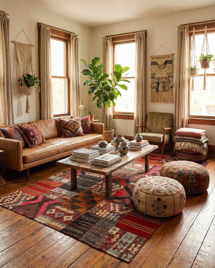 Detail image of 5' 10 x 8' 1 Hand Woven Kilim Patchwork Wool Rug