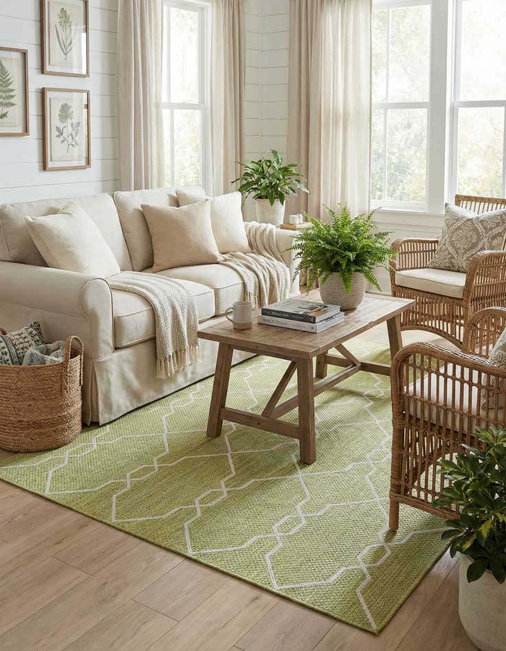 Detail image of  5' 3 x 8'  Washable Lattice Indoor / Outdoor Rug