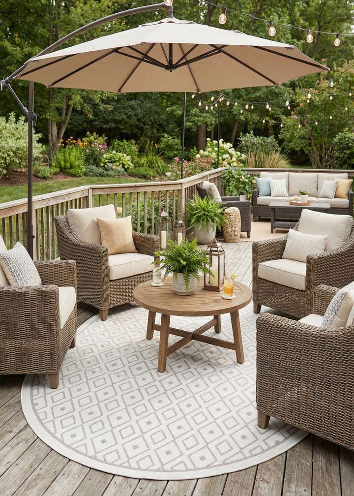 7' 10 x 10' Easy-Clean Trellis Indoor / Outdoor Oval Rug