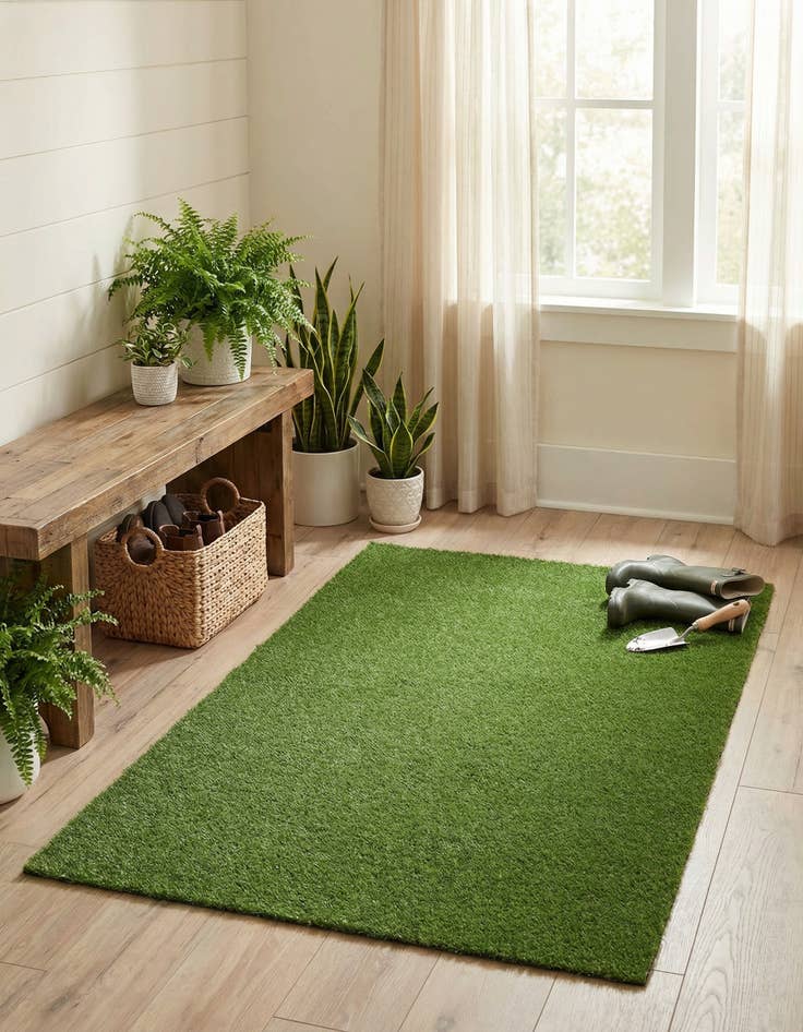 Detail image of 6' x 9'  Washable Grass Indoor / Outdoor Rug