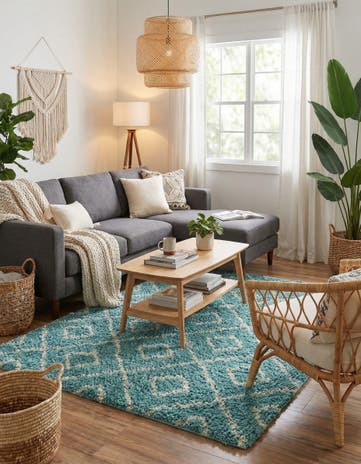 7' 10 x 7' 10 Lattice Shag Square Rug